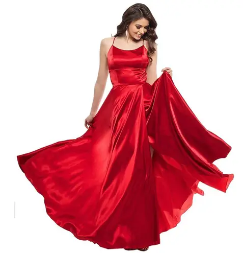 Betsy and Adam NEW WITH TAG Womens Charlotte Sleeveless Strappy Tie-Back Gown Red