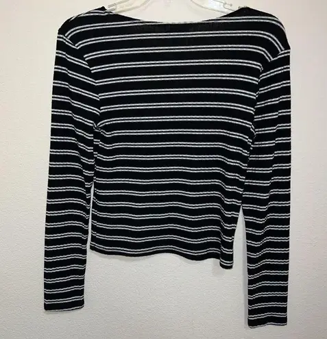 Arizona Jeans Arizona Jean Co Black And White Stripe Crop Top Size Large