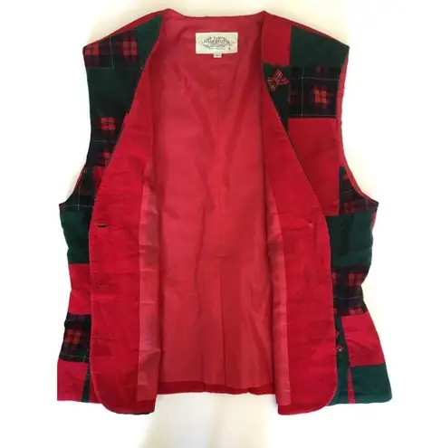 Susan Bristol VTG Red & Green Corduroy Tartan Plaid Appliqué Christmas V…