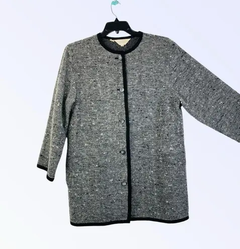 Kassidy Women’s M Tweed Wool Longline Blazer Dress Overcoat Wardrobe Capsule Black Size M