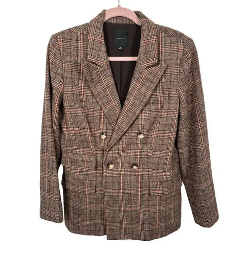 Alex Marie Size 10 Womens Blazer Plaid Brown Wool Blend Long Sleeve Button