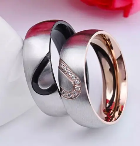 2pcs Forever Love Heart Couple Rings