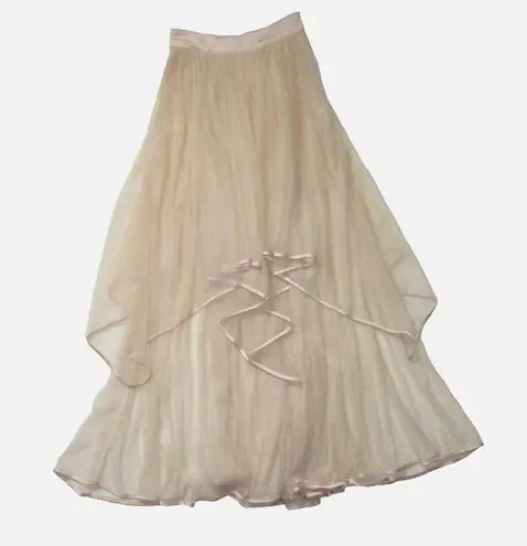 Free People NWT  Keep Me Tutu Maxi in Shell Sheer Tulle Skirt 0