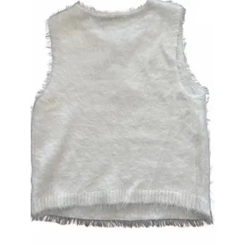 Chic White Fluffy Vest by Johnny Wujek