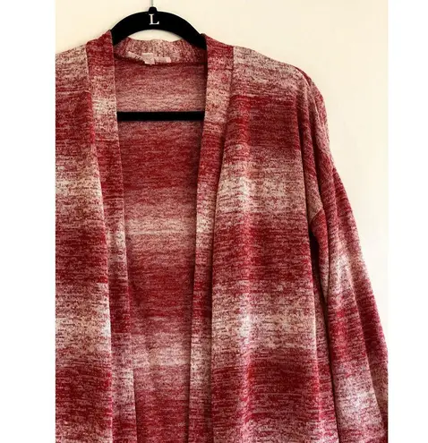 Wonderland by Orange Size Medium Sweater Cardigan Duster Red White Long Sleeve