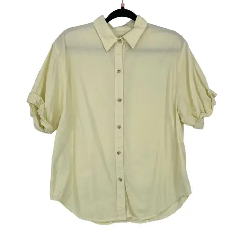 Denim Forum Unisex Light Yellow Short Sleeve Button