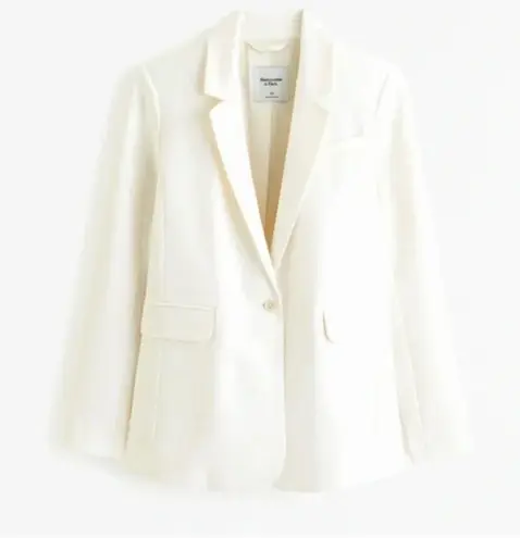 Abercrombie & Fitch NWOT  One Button Tailored Suit Blazer Small Relax Fit ecru - Image 3