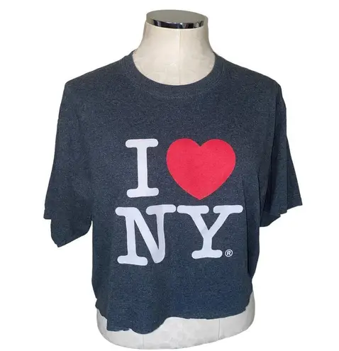 Gildan I Love New York Cropped Short Sleeve Crewneck Graphic T-shirt Size Large Grey