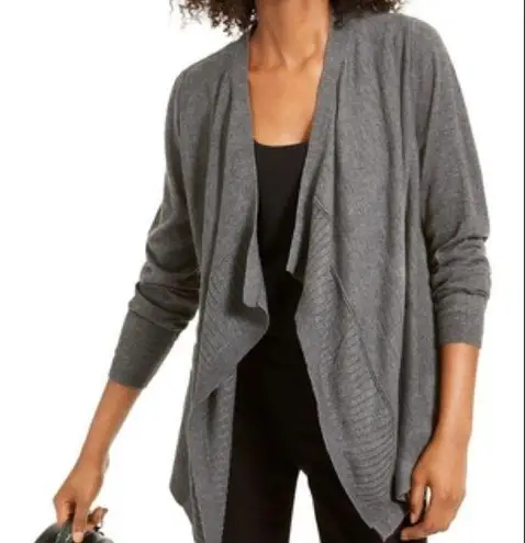 Ellen Tracy Draped Cardigan Grey Medium