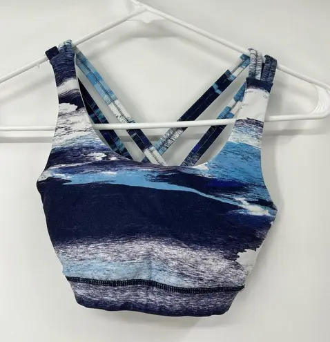 Wear It To Heart Athletic Yoga Workout Set Blue Waves Leggings Padded Bra Top XS