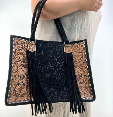 American Darling Conceal Carry Tooled Leather Bag Western Boho Back Black