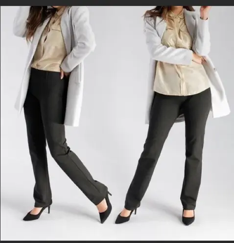 Betabrand - Dress Pant Yoga Pants Straight Leg Classic Charcoal Business Career