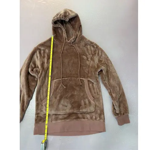 Colsie Women's Brown Faux Fur Hoodie Jacket XS Cozy Trendy Casual
