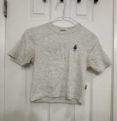 Cute And Basic Ribbed Crop Top Gray Size M