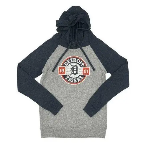 Campus Lifestyle MLB Detroit Tigers Women's Lightweight Bi-Blend Hooded T-Shirt, XS