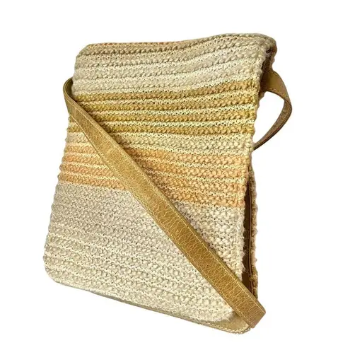 Missoni RARE Vintage Neutral Striped Knit Leather Flap Belt Bag Shoulder Purse