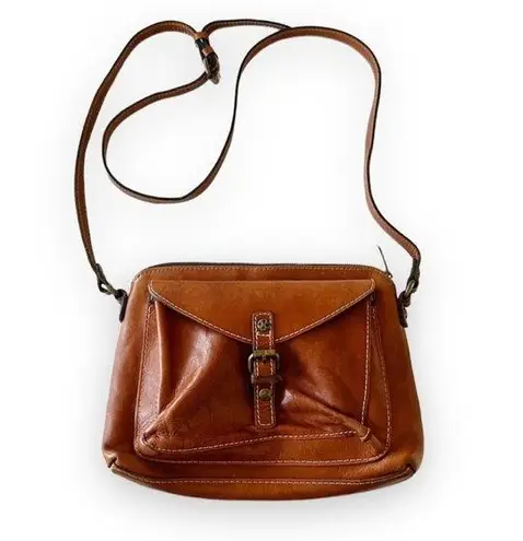 Patricia Nash  Avellino Brown Italian Leather Crossbody Messenger Purse FLAW