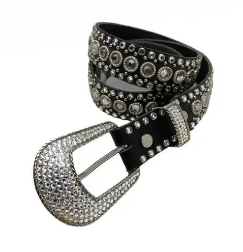 Kippys Belt Swarovski Crystal Rhinestone Cowgirl Western Black Leather Bling 32