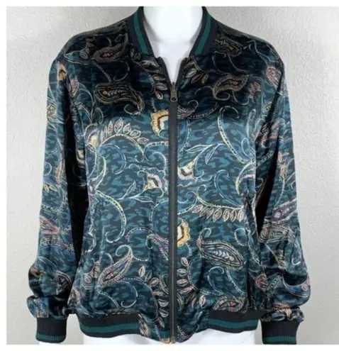 Johnny Was Twilight Shadow silk Reversible Bomber Jacket NWT