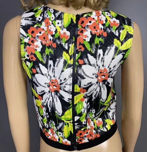 Sophie Rue Women's Size Medium Floral Exposed Zipper Crop Top Tank Shirt Blouse