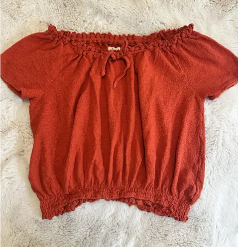 Madewell  Top Womens XXL Off the Shoulder Rust Drawstring Fall Lightweight - Image 1