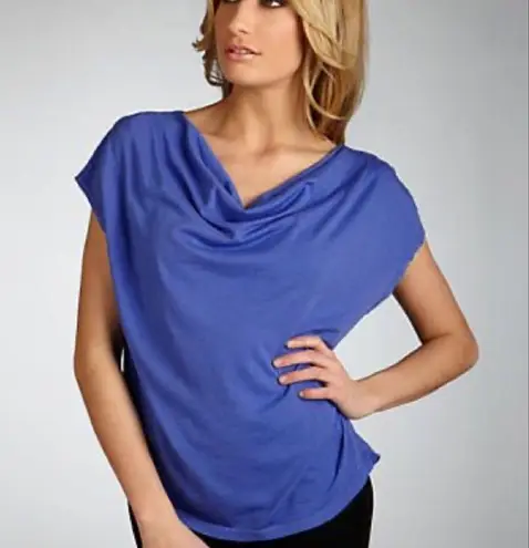 Splendid Sky Blue Sleeveless Cowl Neck Cotton Blend Top