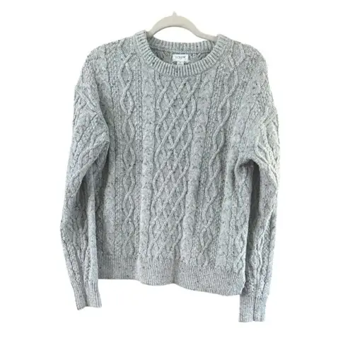 Women's J.Crew Light Grey Cable Knit Crew Neck Sweater S
