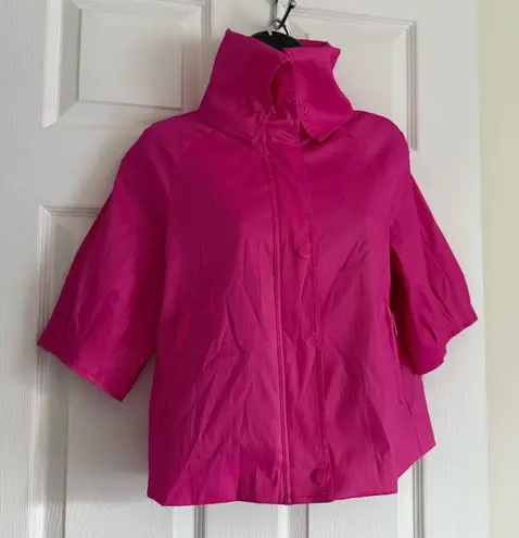 SAMUEL DONG Dramatic Bright Pink Short Sleeve Cropped Jacket, Size XS