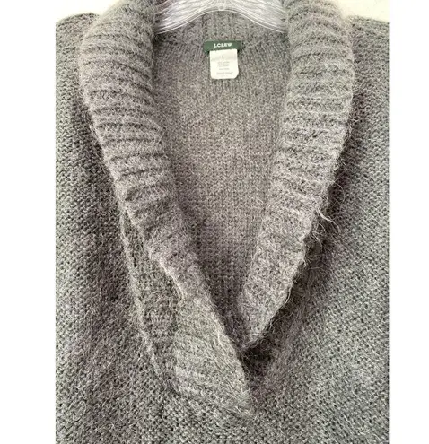J.Crew  Dolce Shawl Collar Popover Sweater Sz L Gray Mohair Lightweight Minimal
