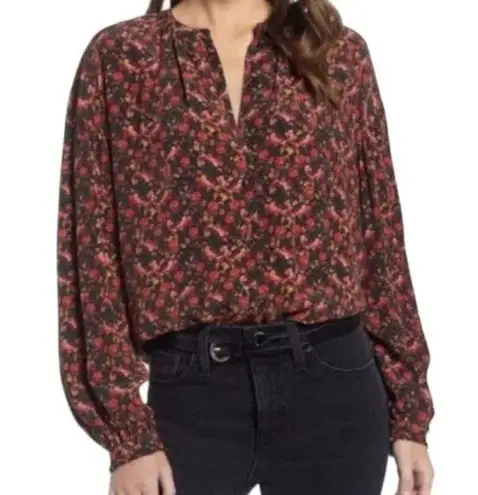 Something Navy  NWT Floral Print Long Sleeve Easy Volume Blouse Top size XS