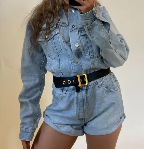 Alexander Wang Cotton Denim Short Jumpsuit