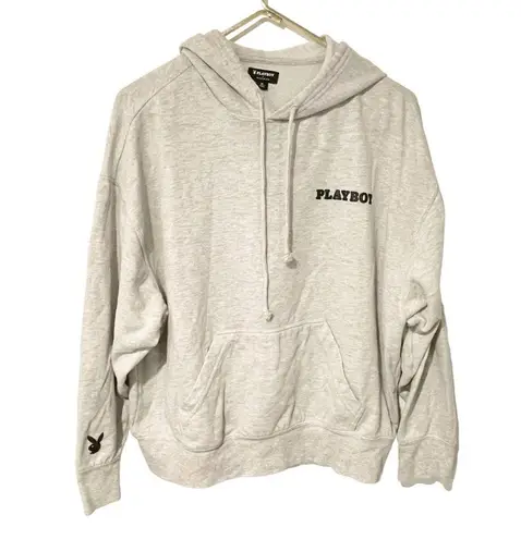 Playboy  By PacSun Size Medium Grey Classic Oversized Hoodie Sweatshirt