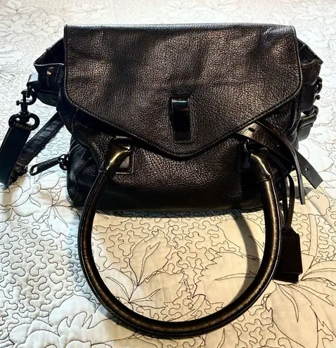 JOY GRYSON Nyla Black Supple Pebbled Leather Purse/Satchel/Crossbody Bag