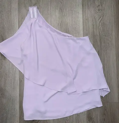 White House Black Market Size 4 Ruffled One Shoulder Dressy Top Lilac Purple