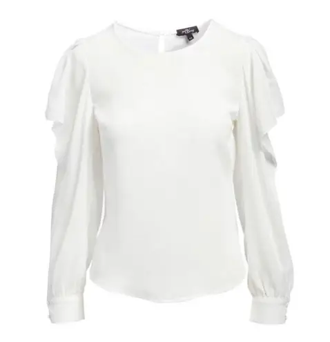 Milk and Honey 🆕White Woven Ruffle-Accent Cutout Top S🆕