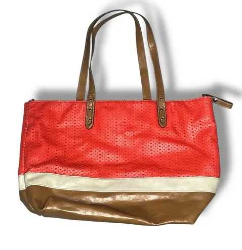 Rosetti Rossetti colorblock laser cut shoulder tote bag