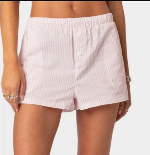 EDIKTED Pinstripe Womens Boxer Short Pink Size XL