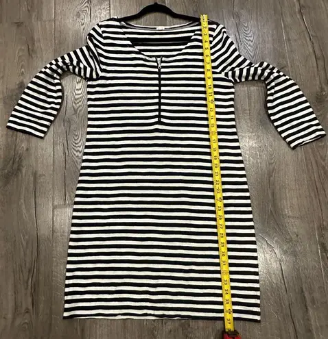 J.Crew  Size M Black & Shirt Striped Long Sleeve Midi Dress Women's Zip Front