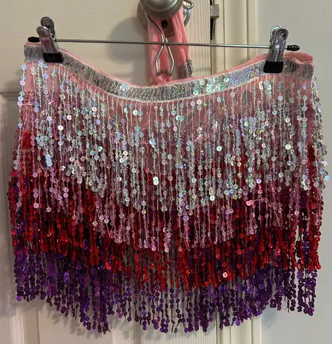 Disco 70s Sequin Wrap Mini Skirt