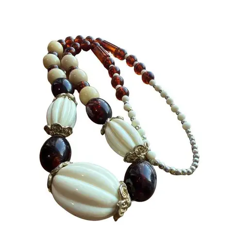 Women's Vintage Bakelite Necklace Beads 30 Inch Jewelry Bohemian Accessories Brown