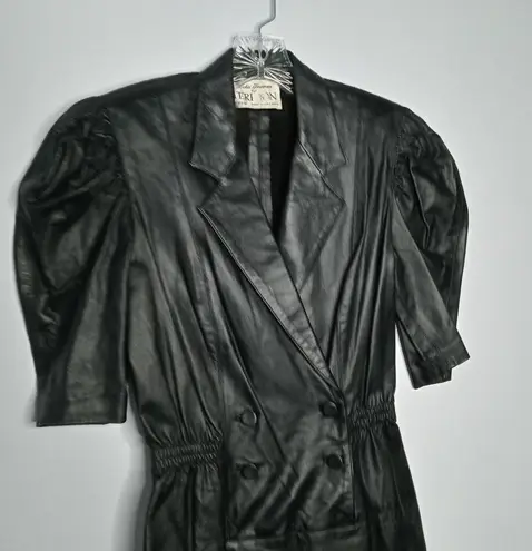 Vintage Rickie Freeman For Teri Jon Black Leather Dress