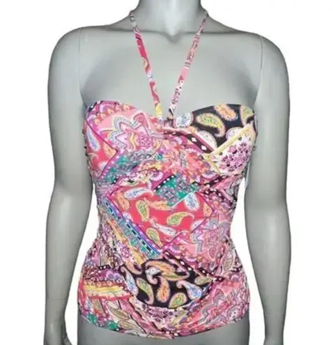 Bleu Rod Beattie BLEU BY ROD BEATTIE Bandeau Paisley Print Tankini Top, Multi 6 NWT