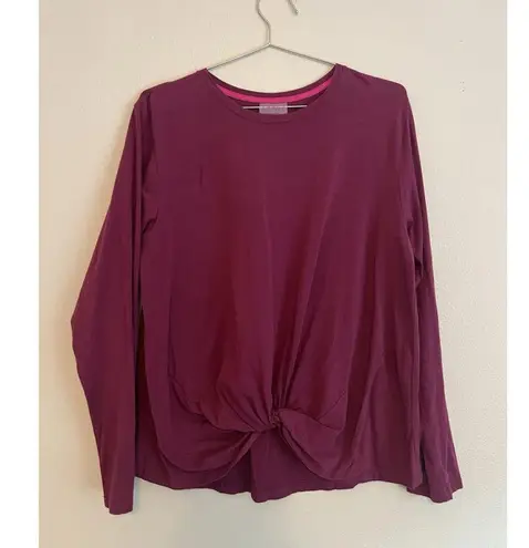 Terez Black Raspberry Bliss Long-Sleeve Twist-Front Tee Womens Size L