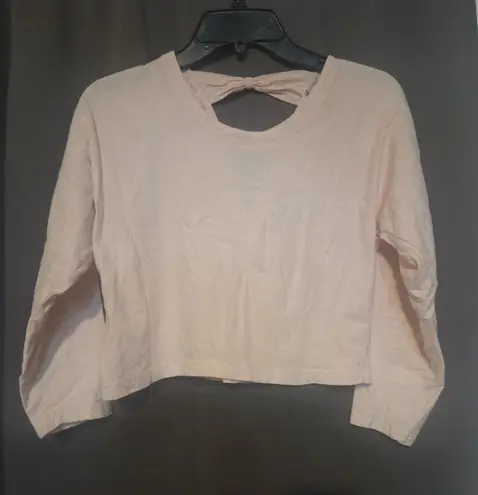 Stefano World Wide Pink Long Sleeve Crop Top, Vtg Women's M, Keyhole Bow Design