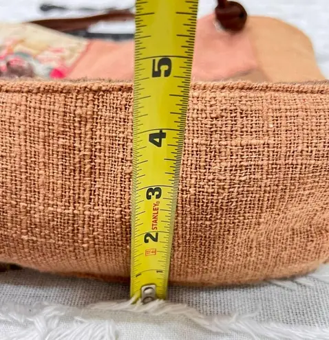 Made In India Cotton Leather Patchwork Embroidered Canvas Tote Bag 15 L *14 H Brown