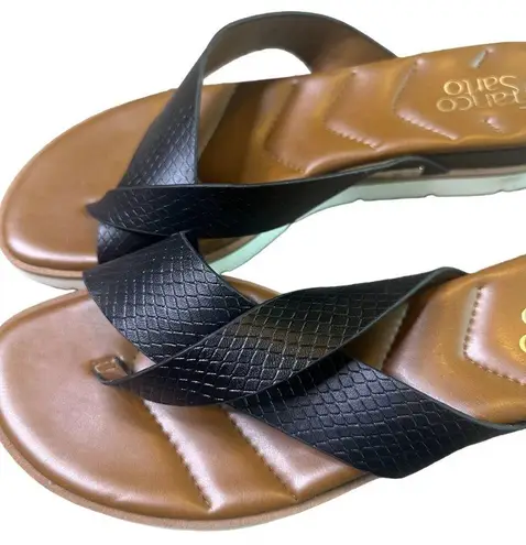 Franco Sarto  Black Slide Sandals Textured Comfort Slip On Size 9.5 Women's