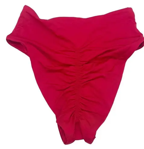 NWT Toluca Swim Gia Ruched Maxi Bikini Bottom in Berry Red Size Small Beach Pool