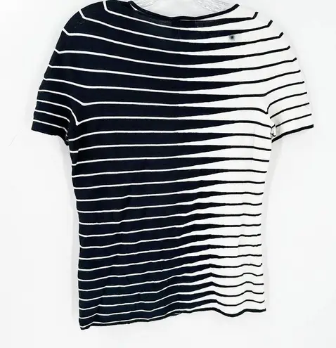 Armani Collezioni Stripe Short Sleeve Tee Black White READ DESCRIPTION