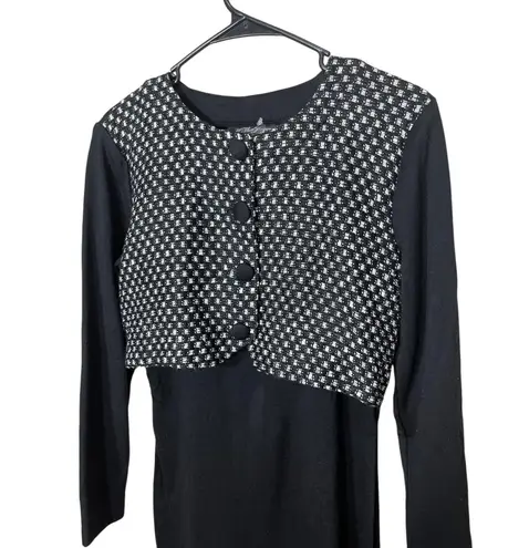 All that jazz Dress Black Long Sleeve Maxi Party Career Vintage 90s Houndstooth