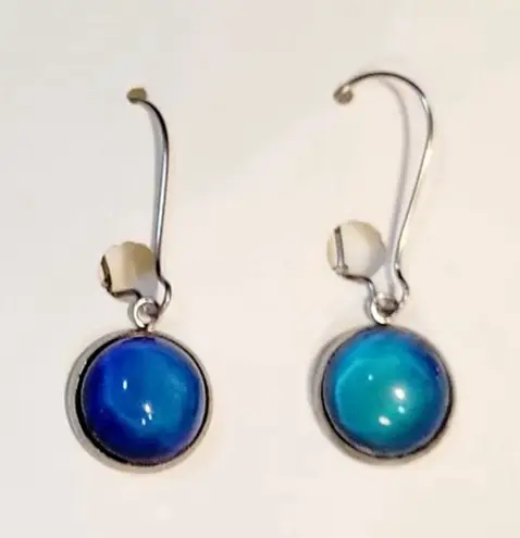 Trending Mood balancing comfort jewelry dangle latch back earrings artisan made Blue